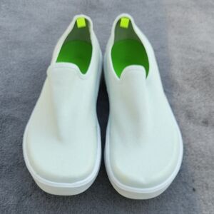 OOFOS Mint Green Slip-On Sneakers with Neon Green Insole White Bottoms